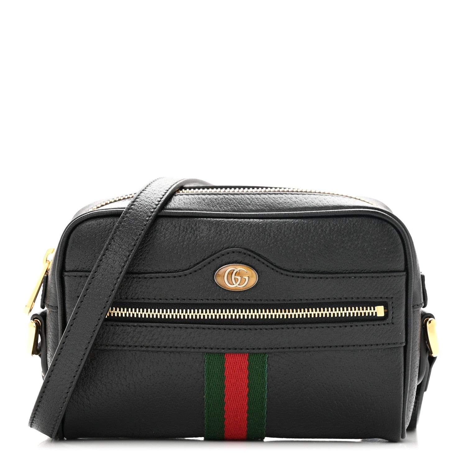Gucci Calfskin Web Mini Ophidia Shoulder Bag Black 1 of 11
