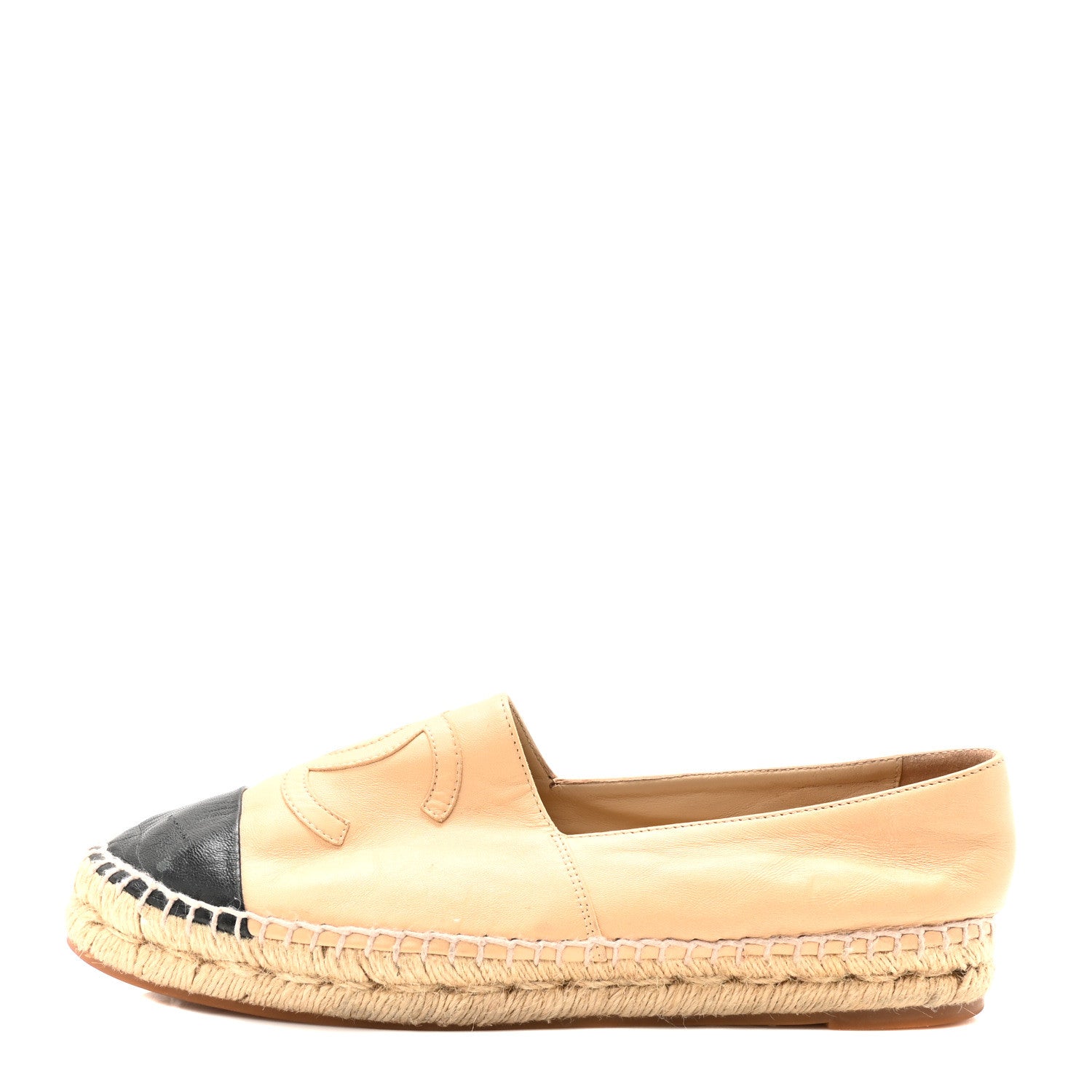 Chanel Lambskin CC Espadrilles 39 Beige Black 1 of 9