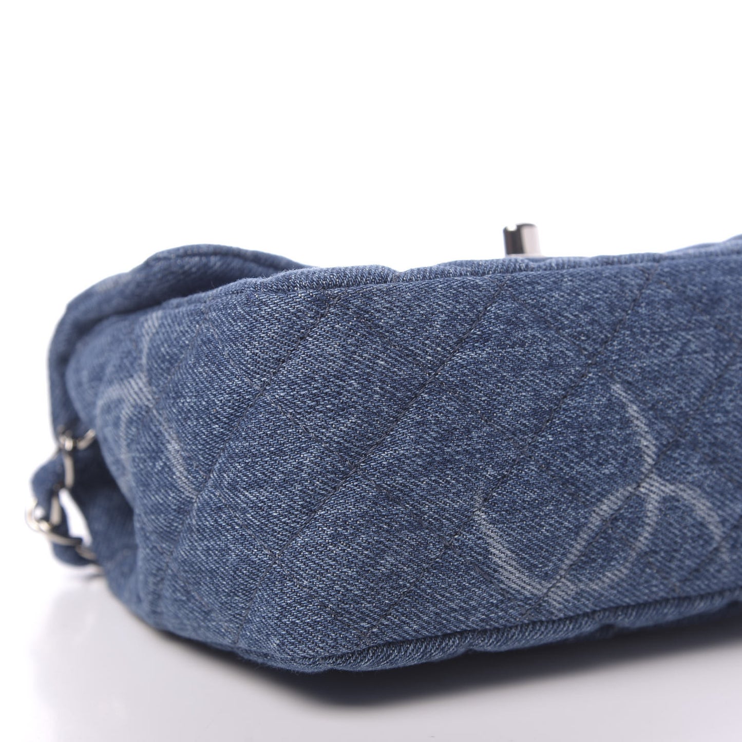 Denim CC Quilted Mini Square Flap Blue