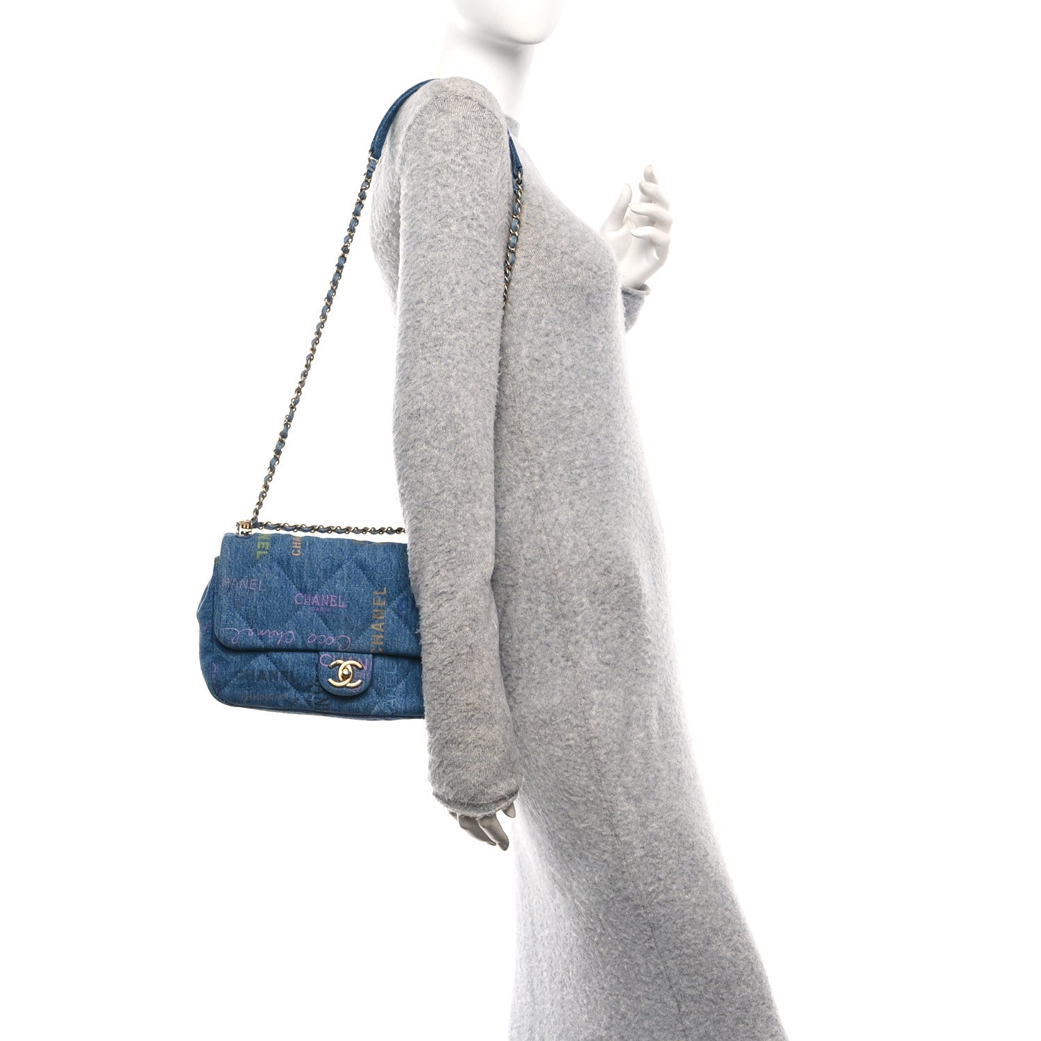 Chanel Denim Quilted Denim Large Mood Flap Blue Multicolor 2 of 11