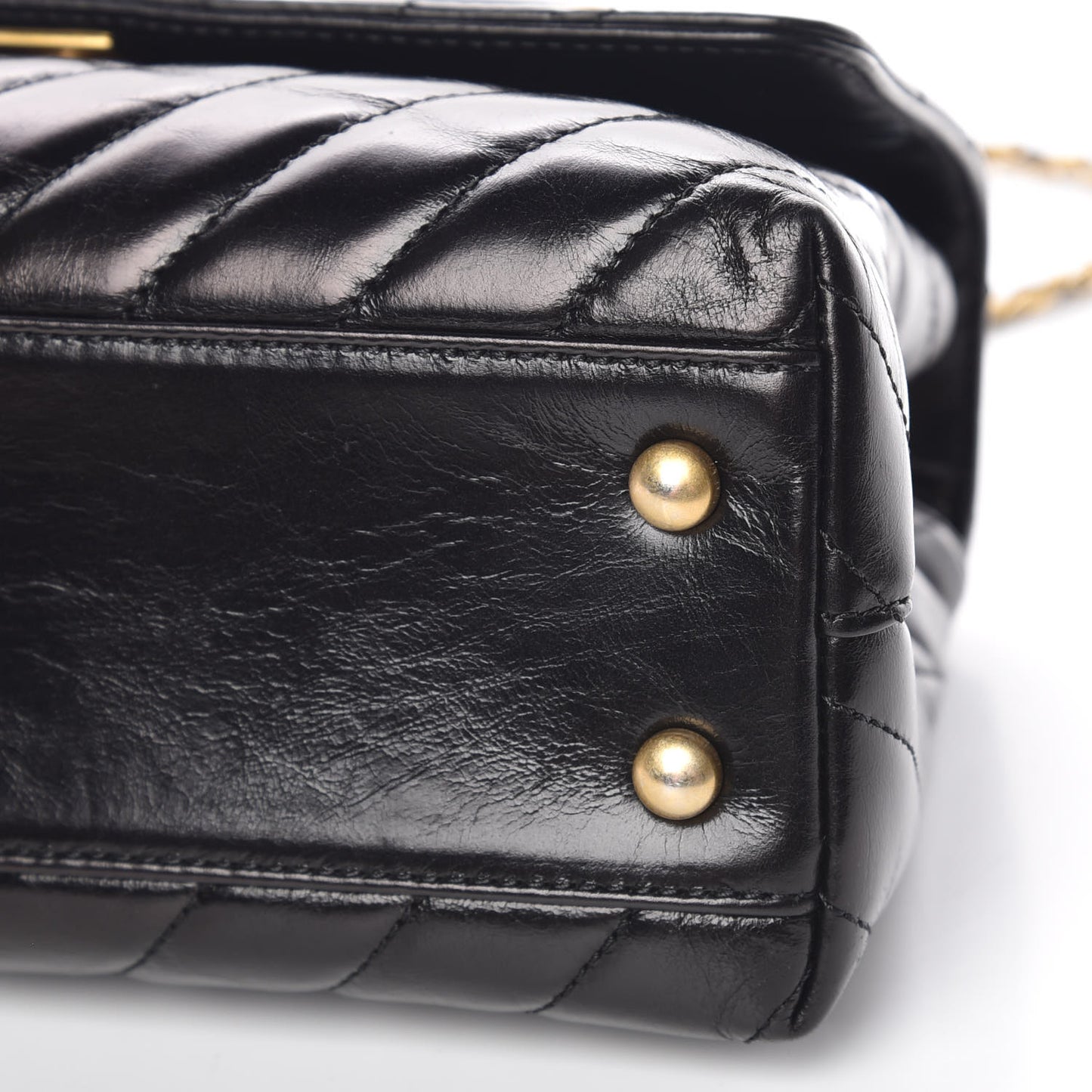 Calfskin Chevron Quilted Mini Coco Handle Flap Black
