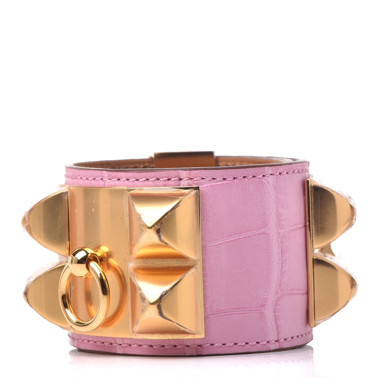 Hermes Matte Alligator Collier De Chien CDC Bracelet T2 5P Pink 1 of 6