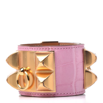 Hermes Matte Alligator Collier De Chien CDC Bracelet T2 5P Pink 1 of 6