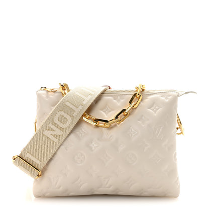 Louis Vuitton Lambskin Embossed Monogram Coussin PM White 1 of 9