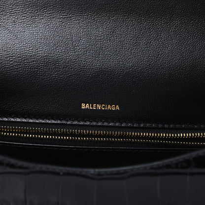 Balenciaga Shiny Calfskin Crocodile Embossed Ghost Sling Bag Black 6 of 12