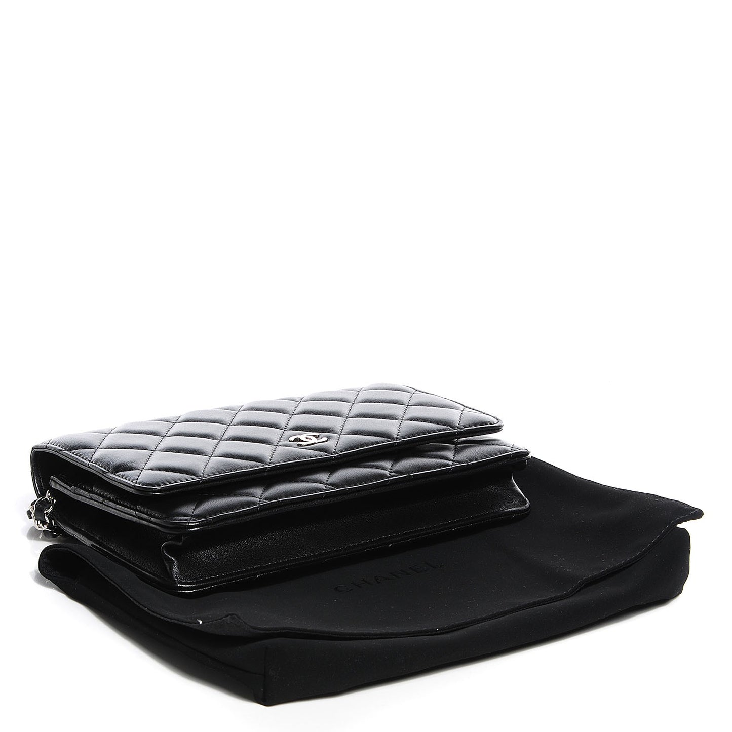 Lambskin Wallet On Chain WOC Black