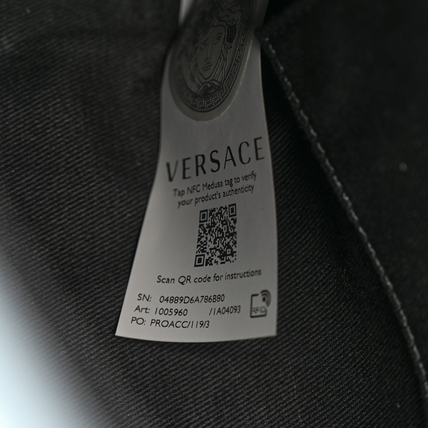 Versace Grainy Calfskin Virtus Top Handle Tote Light Blue 7 of 11