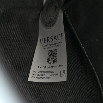 Versace Grainy Calfskin Virtus Top Handle Tote Light Blue 7 of 11