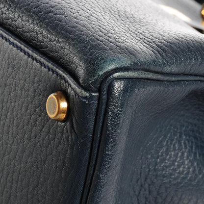 Hermes Taurillon Clemence Kelly 40 w/ Pelican Cadena Lock Bleu Marine 32 of 39