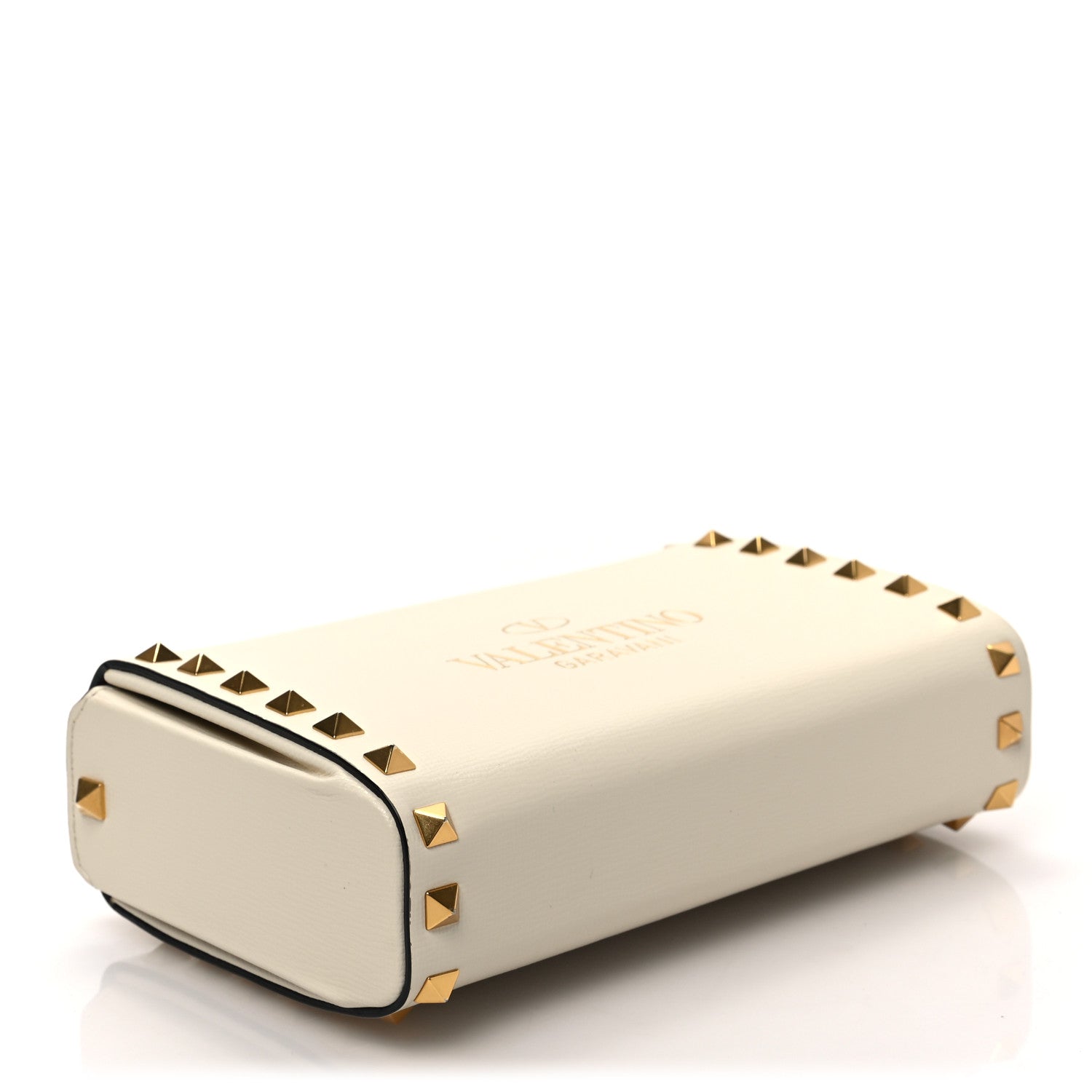 Valentino Garavani Grainy Calfskin Rockstud Alcove Box Clutch Ivory 4 of 7