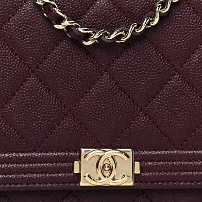 Chanel Caviar Quilted Boy Wallet On Chain WOC Dark Purple 7 of 9