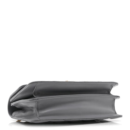Chanel Caflskin Quilted Dual Handle Chain Flap Bag Grey 4 of 10