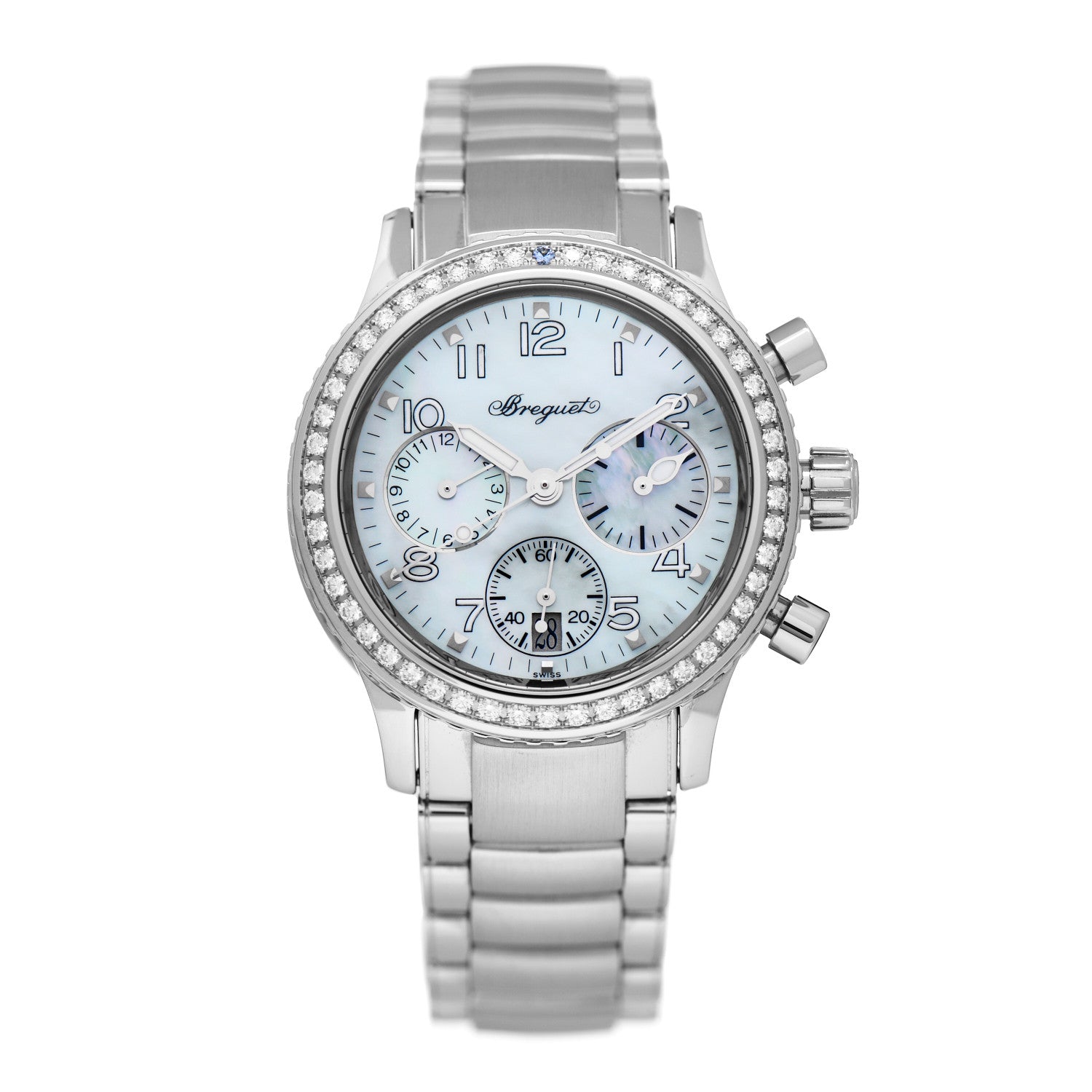 Breguet Stainless Steel Diamond Bezel Sapphire Blue Mother of Pearl 33mm Type XX Transatlantique Automatic Watch 4821ST/59/S76 1 of 5