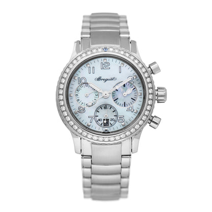 Breguet Stainless Steel Diamond Bezel Sapphire Blue Mother of Pearl 33mm Type XX Transatlantique Automatic Watch 4821ST/59/S76 1 of 5