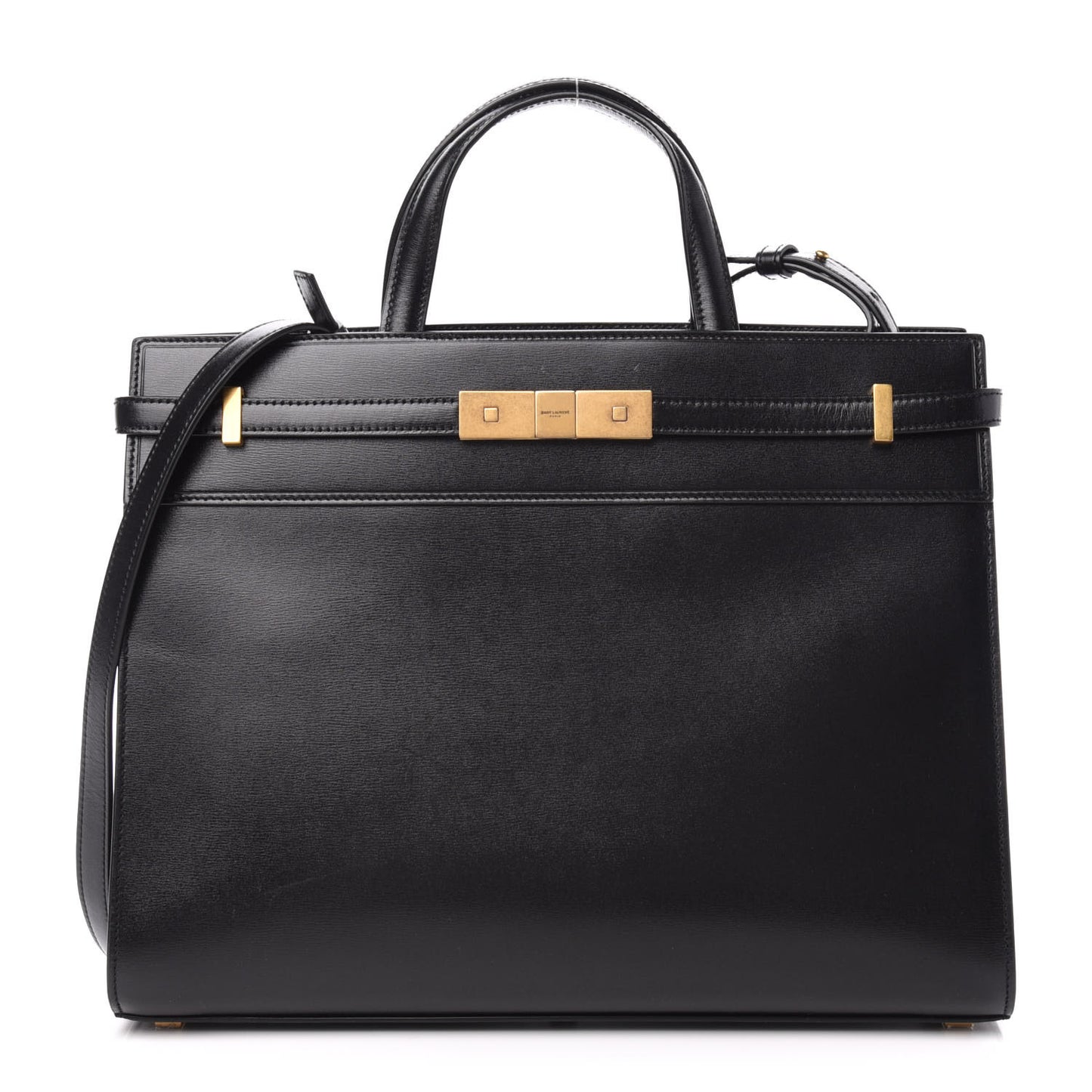 Calfskin Small Manhattan Shopper Tote Black