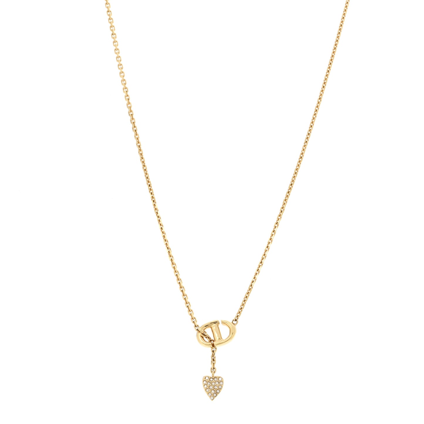 Crystal CD Heart Pendant Necklace Gold