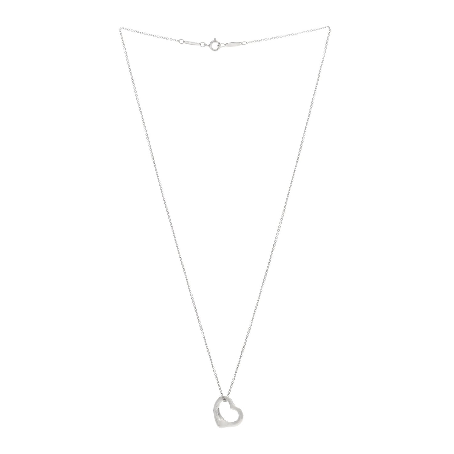 Sterling Silver 16mm Elsa Peretti Open Heart Pendant Necklace