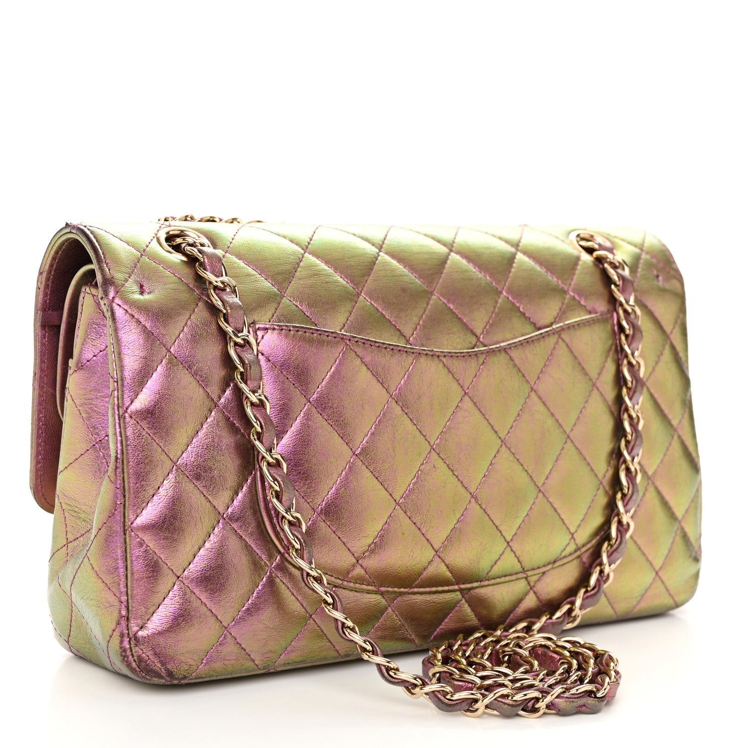Chanel Iridescent Lambskin Quilted Medium Double Flap Purple 3 of 14