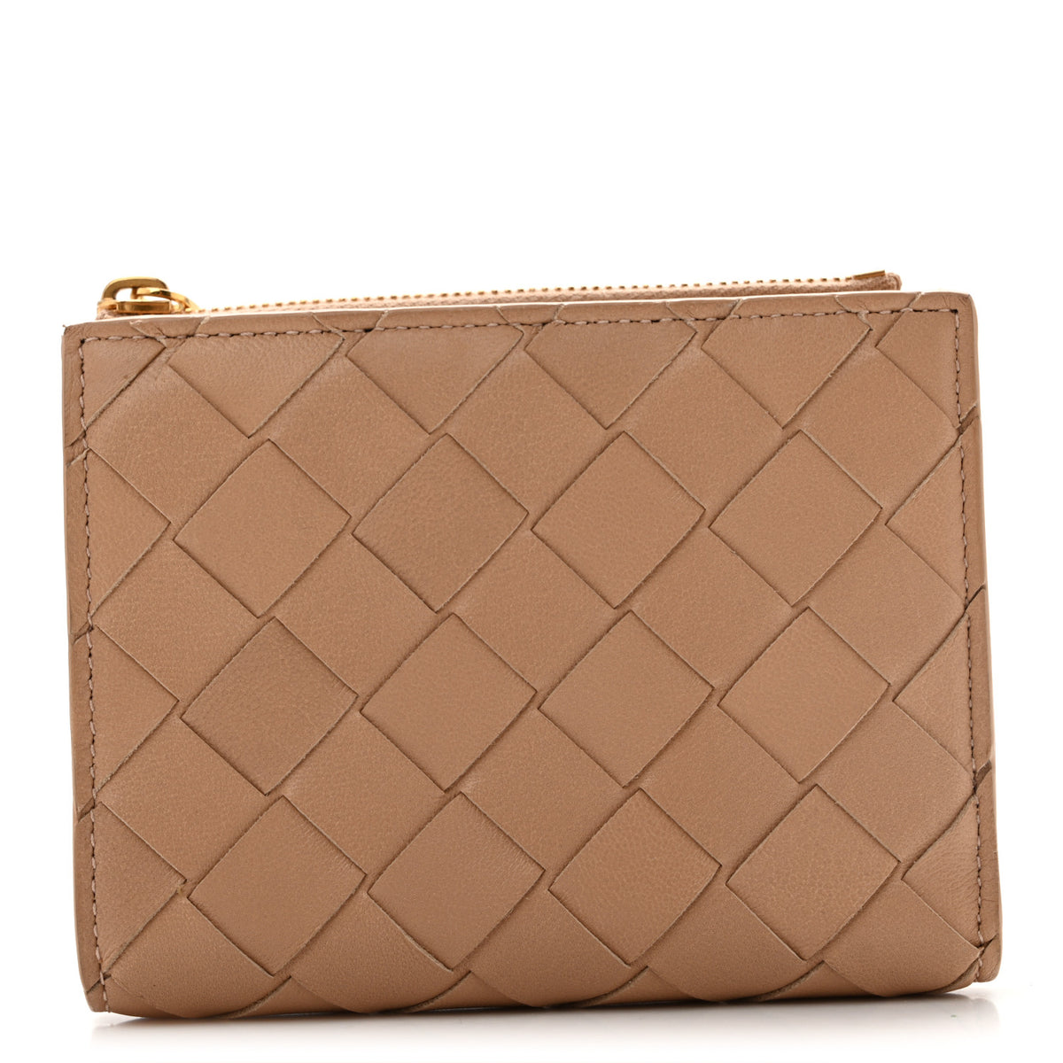 Nappa Intrecciato Small Bi-fold Zip Wallet Porridge