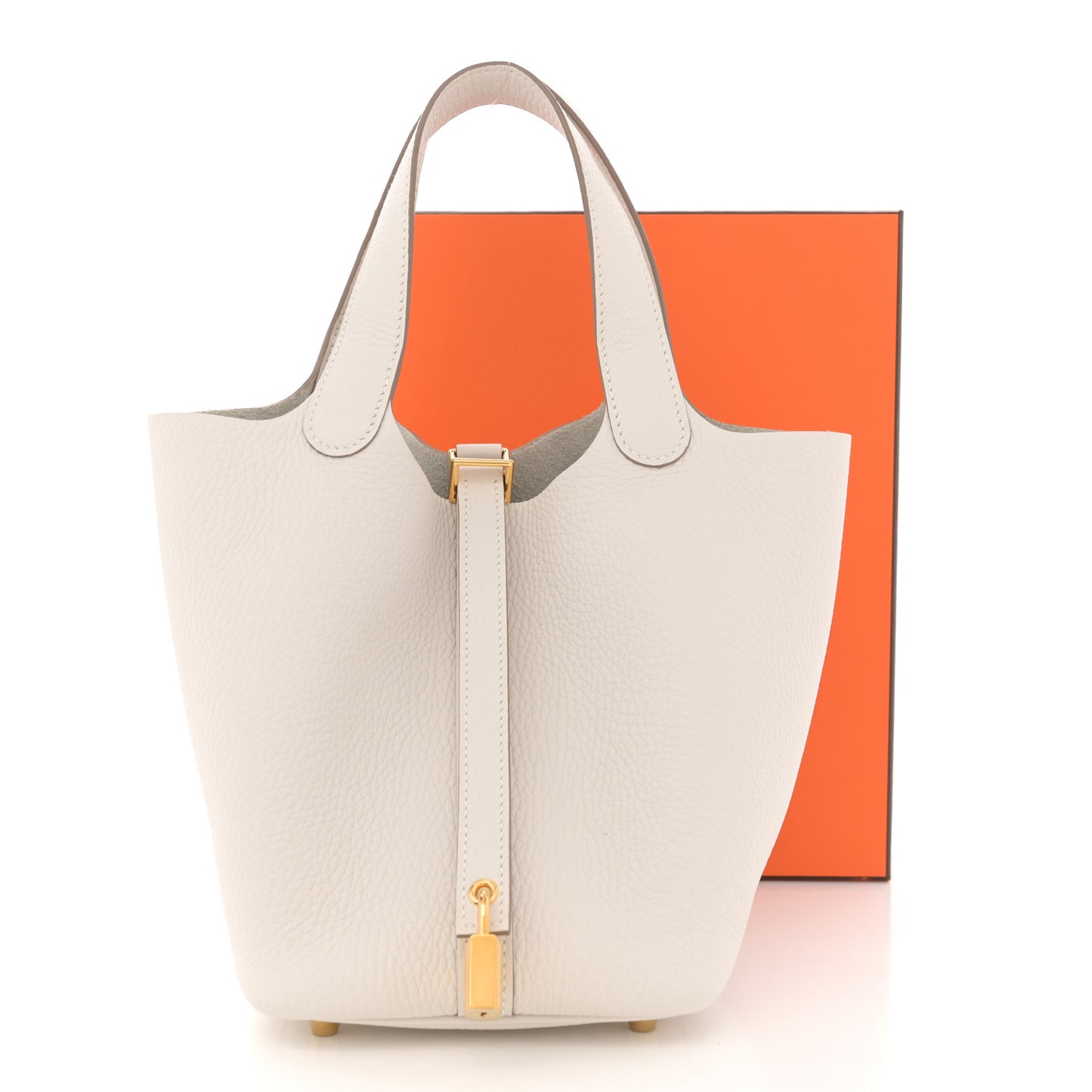 Taurillon Clemence Picotin Lock 18 PM Gris Pale