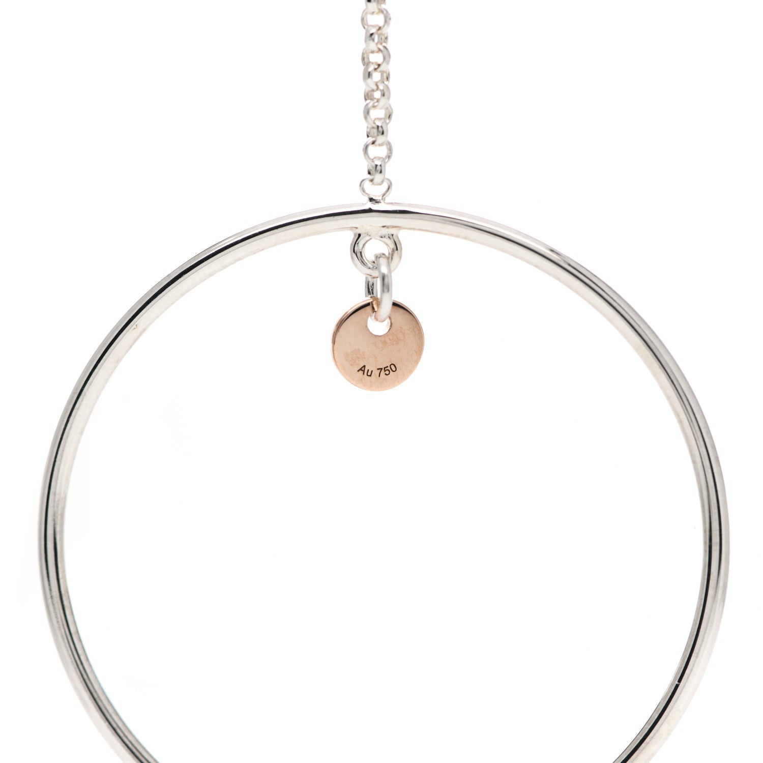 Hermes Sterling Silver 18K Rose Gold PM Ex-Libris Hoop Earrings 5 of 6