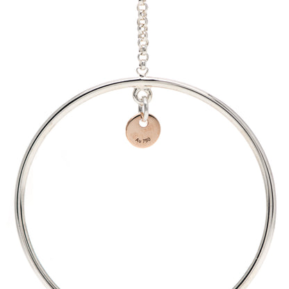 Hermes Sterling Silver 18K Rose Gold PM Ex-Libris Hoop Earrings 5 of 6