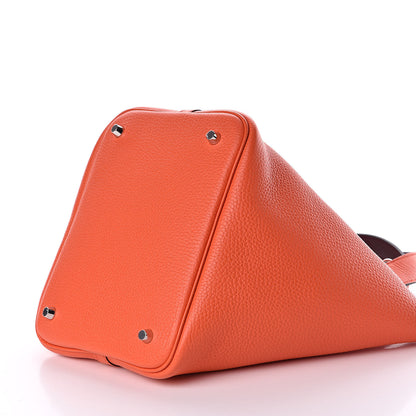 Hermes Taurillon Clemence Picotin Lock 22 MM Orange Poppy 9 of 10