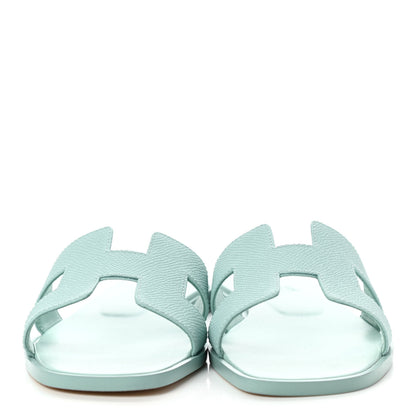 Hermes Epsom Oran Sandals 37 Vert Embrun 2 of 8