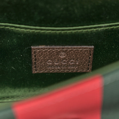 Gucci Monogram Textured Dollar Calfskin Heavy Grosgrain Web Small Maxi Horsebit Chain Shoulder Bag Beige Ebony New Acero 6 of 11