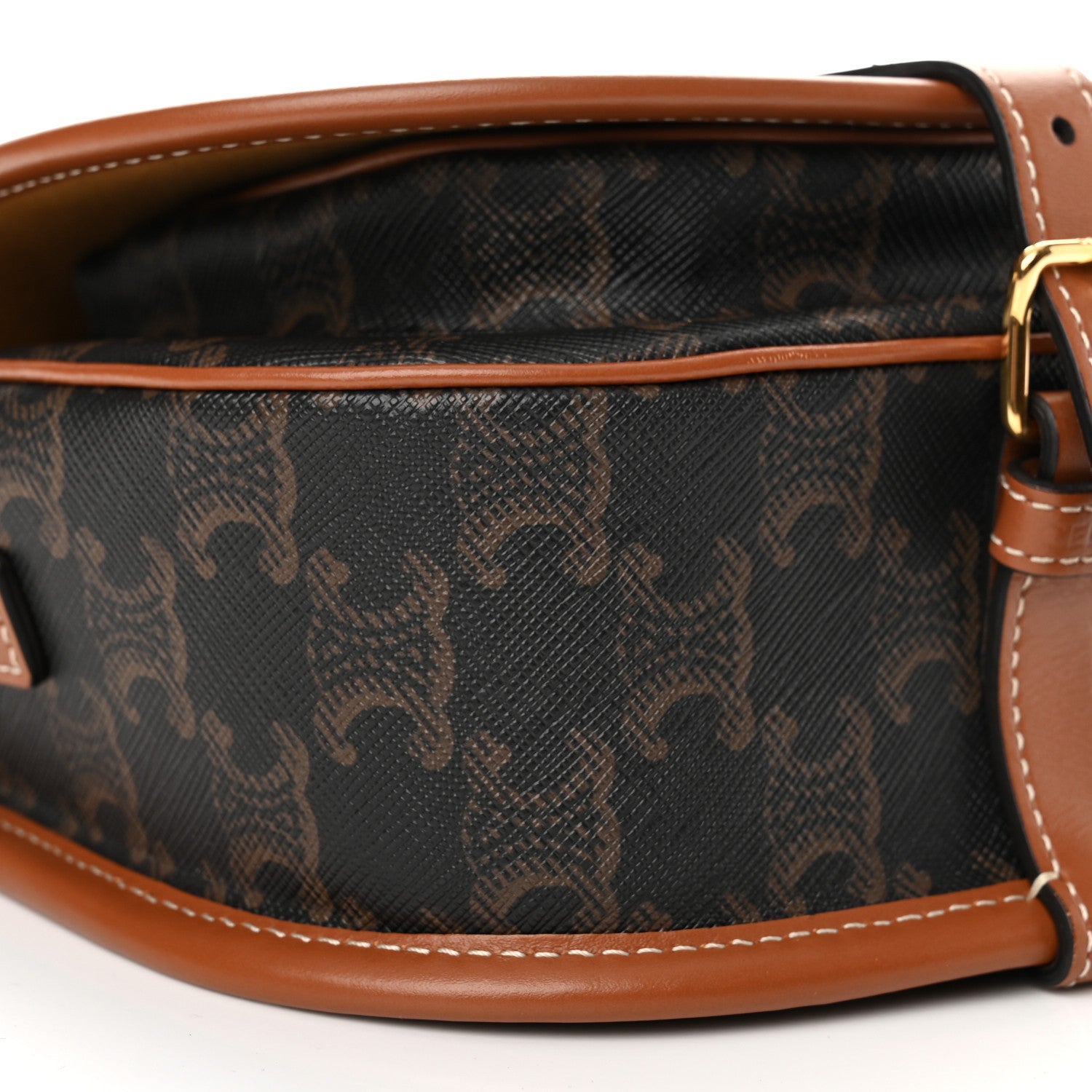 Celine Triomphe Canvas Medium Folco Bag Tan 9 of 10
