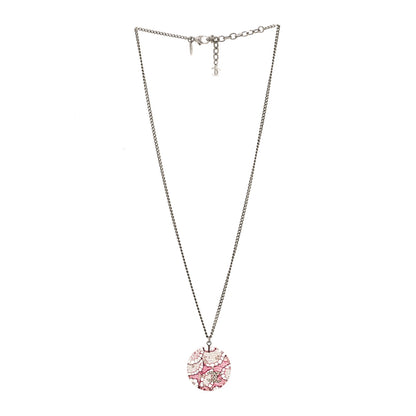 Chanel Resin Crystal Pearl Lace CC Necklace Silver Pink 2 of 4