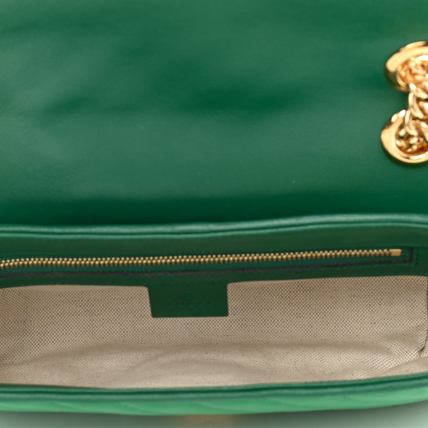 Azalea Calfskin Enamel Matelasse Diagonal Small Torchon GG Marmont Shoulder Bag New Shamarock Emerald