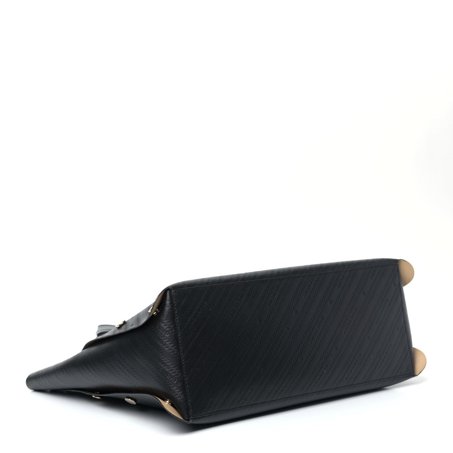 Calfskin Chain Embossed Medium Bond Shopper Tote Black