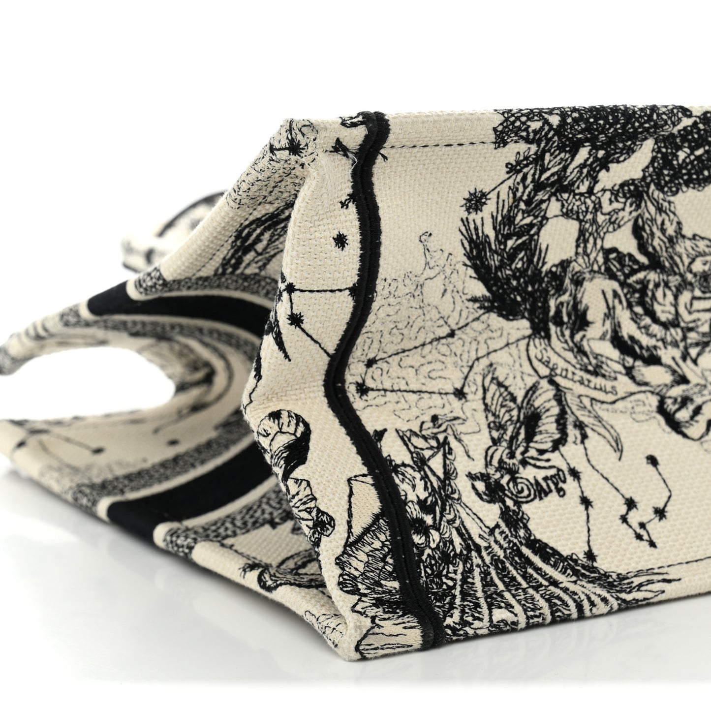 Canvas Zodiac Toile De Jouy Embroidered Medium Book Tote Latte