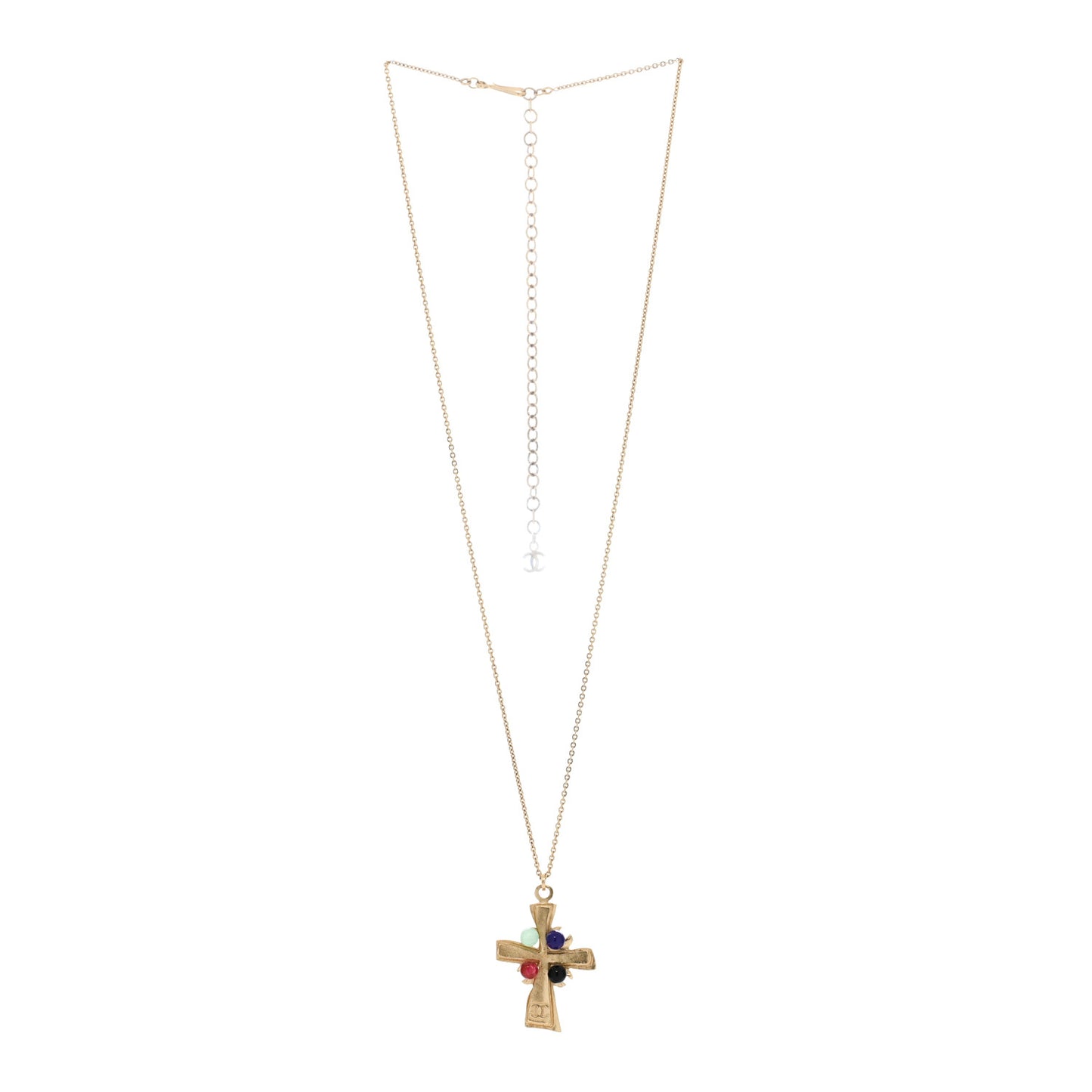 Gripoix CC Cross Pendant Necklace Gold