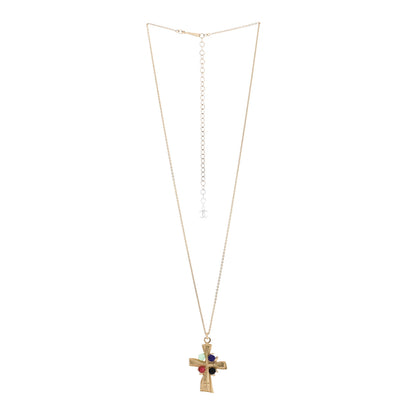 Chanel Gripoix CC Cross Pendant Necklace Gold 3 of 5