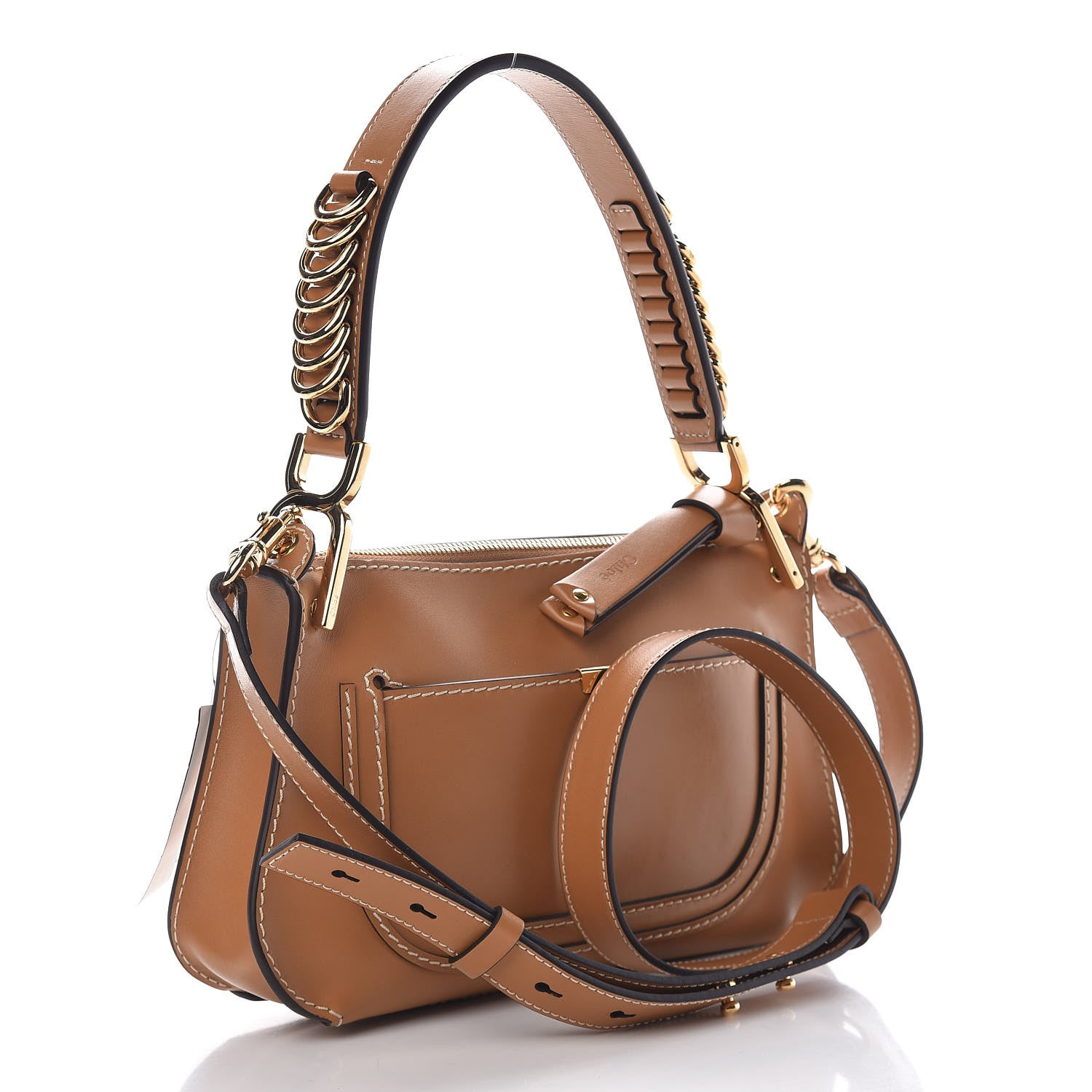 Chloe Shiny Calfskin Small Marcie Saddle Shoulder Bag Autumnal Brown 4 of 11