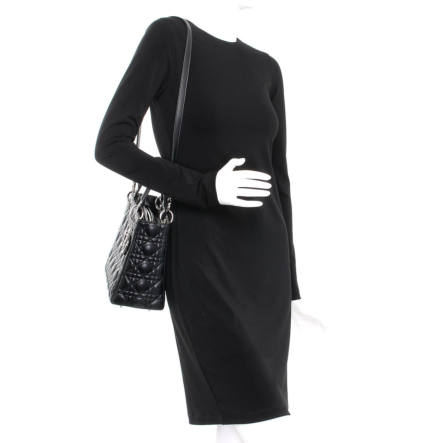 Lambskin Cannage Medium Lady Dior Black