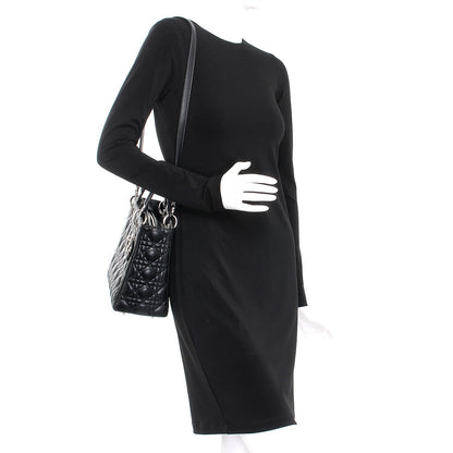 Christian Dior Lambskin Cannage Medium Lady Dior Black 2 of 8