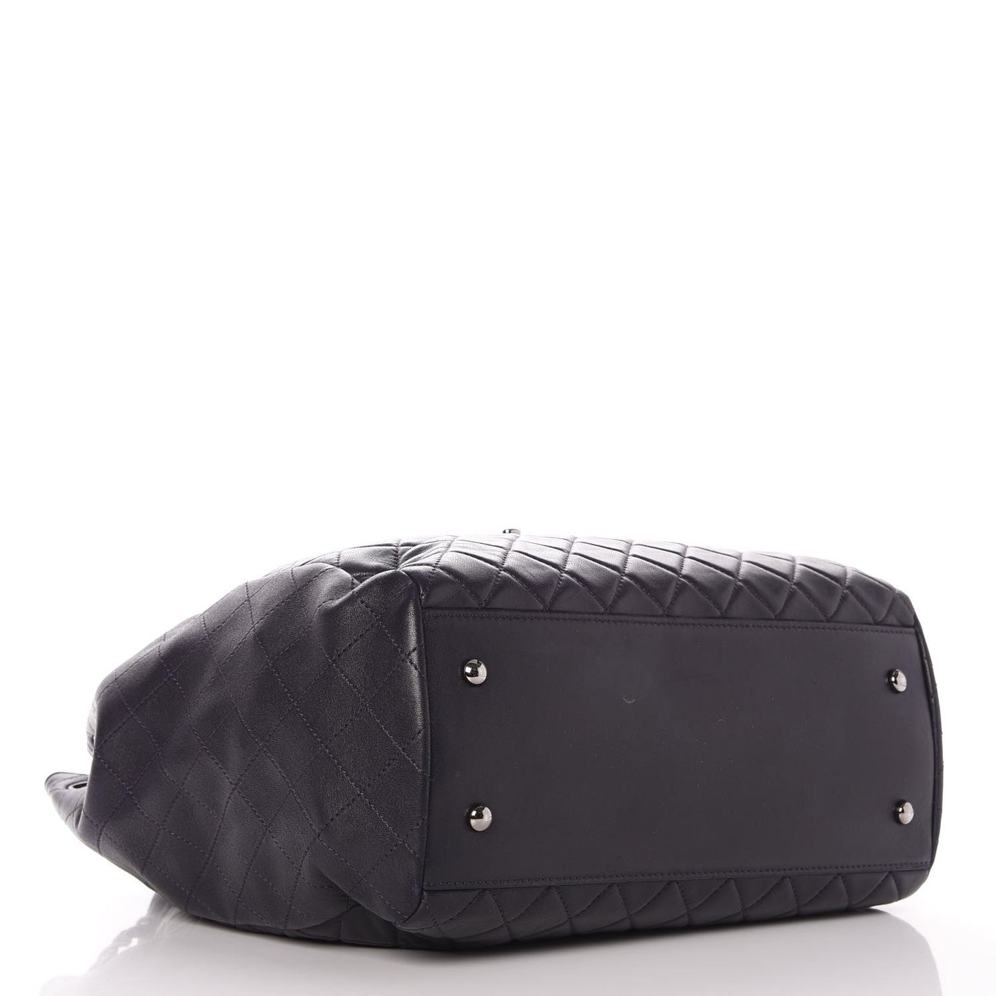 Lambskin Quilted Large Drawstring Shoulder Bag Dark Purple