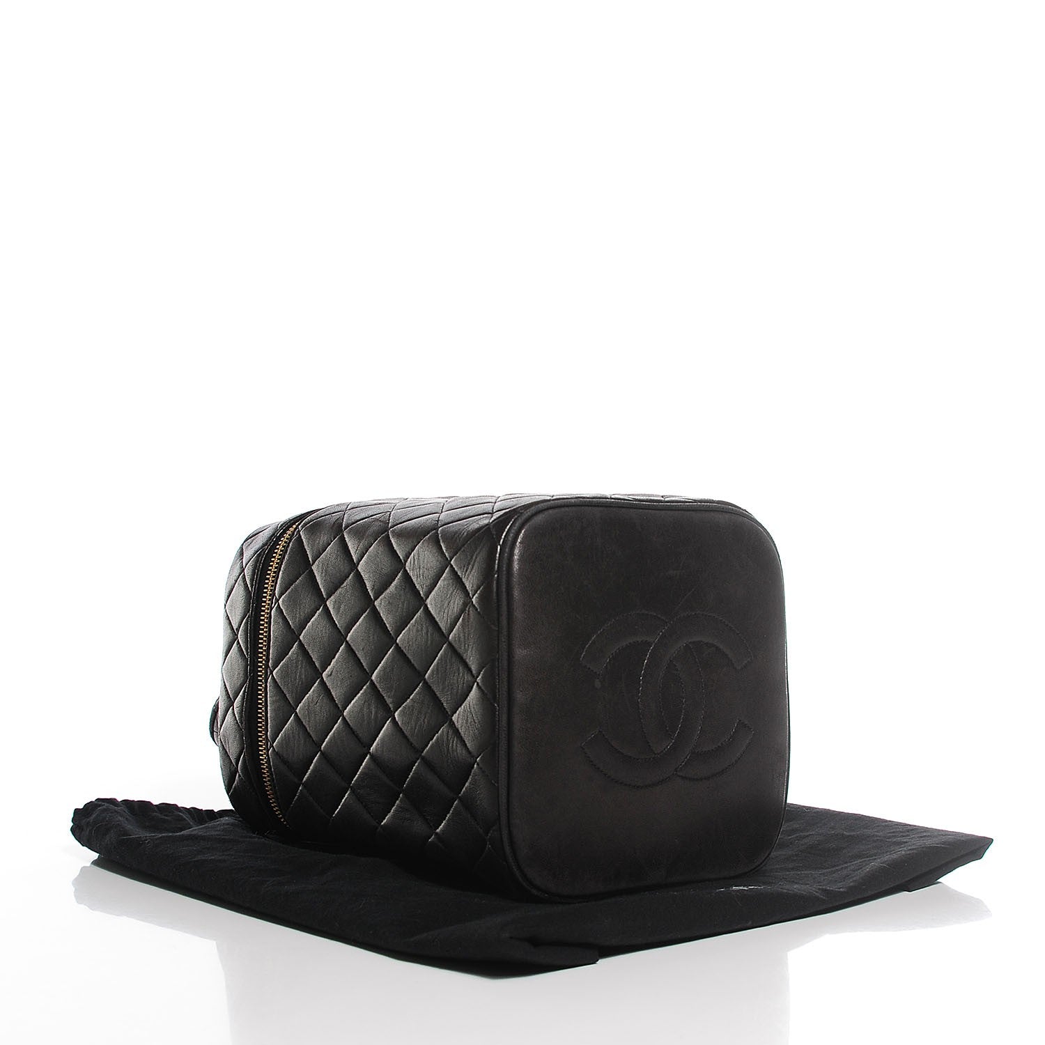 Chanel Lambskin Quilted Large Cosmetic Case Black 4 of 8