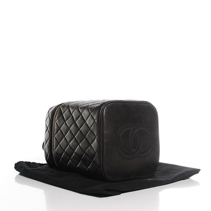 Chanel Lambskin Quilted Large Cosmetic Case Black 4 of 8