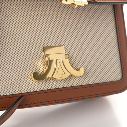 Celine Textile Natural Calfskin Teen Triomphe White Tan 7 of 10