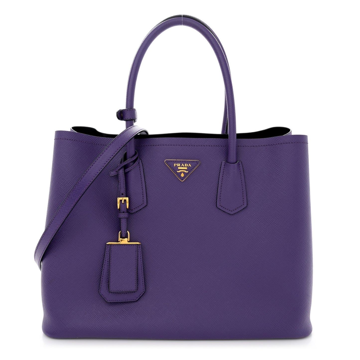 Saffiano Cuir Large Double Bag Viola Black