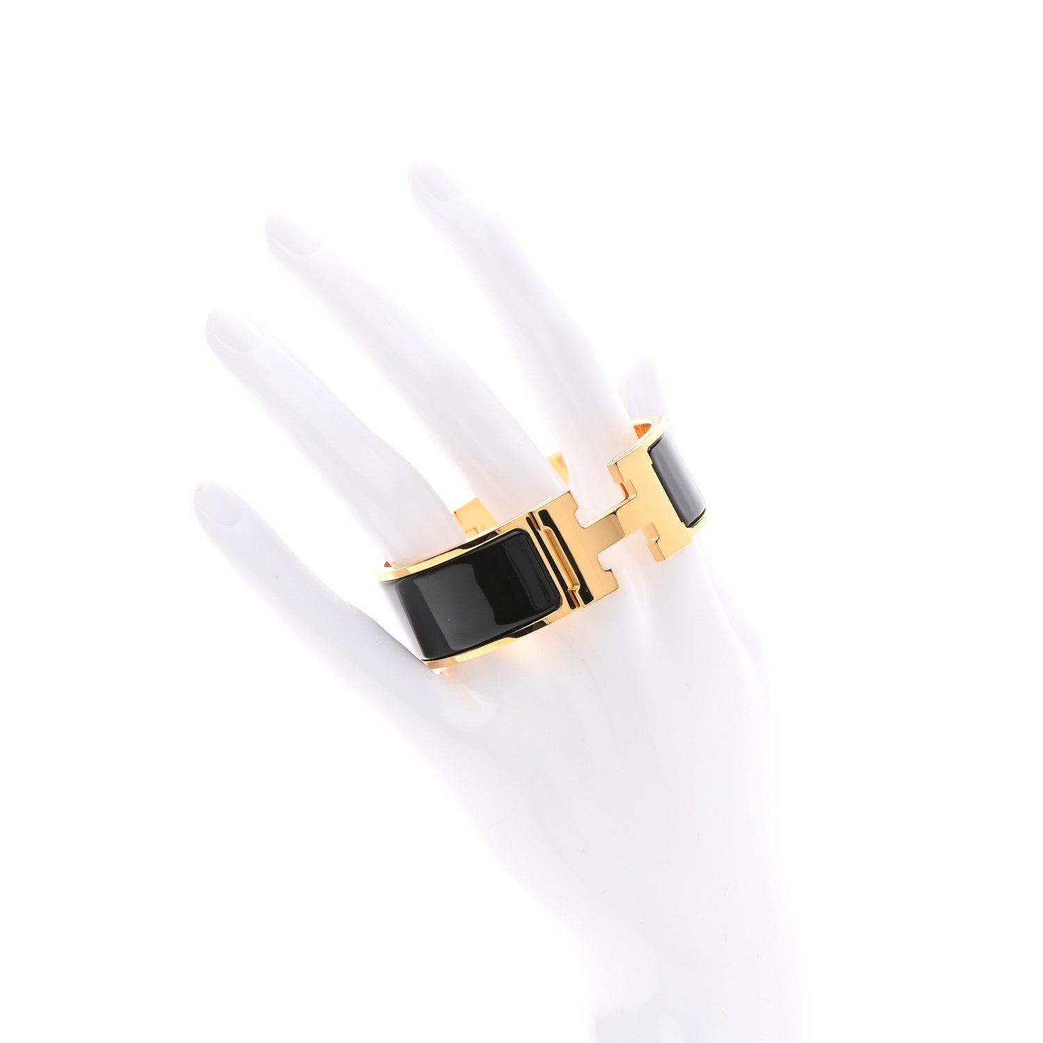 Hermes Enamel Wide Clic Clac H Bracelet GM Black 2 of 4