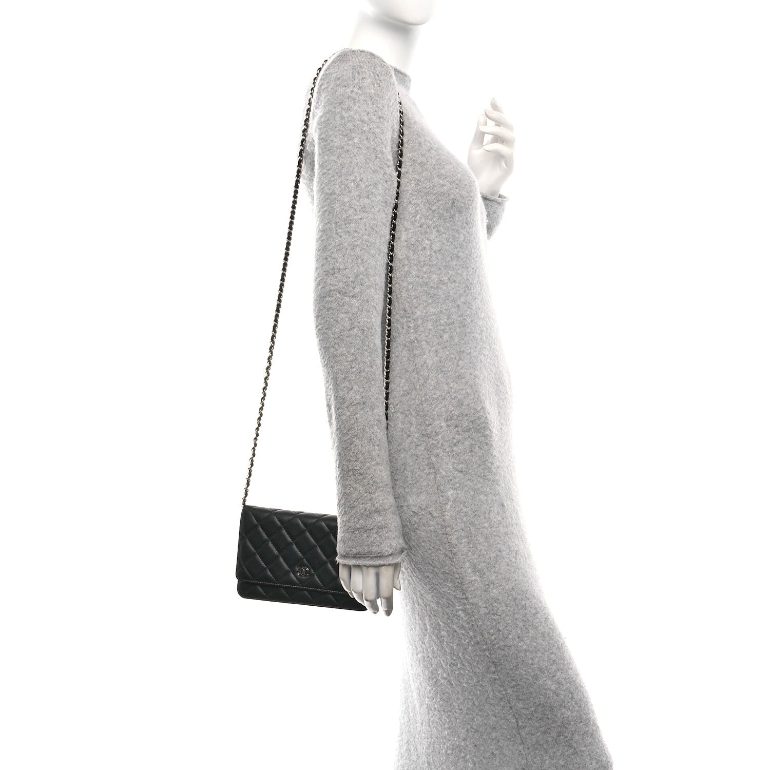 Chanel Lambskin Quilted Wallet On Chain WOC Black 2 of 11