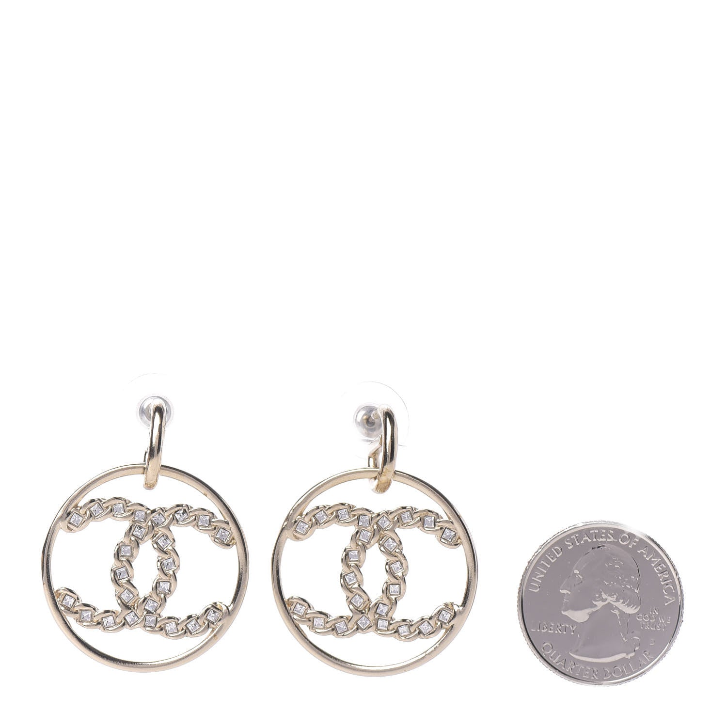 Chanel Baguette Crystal High Society CC Drop Earrings Gold 2 of 6