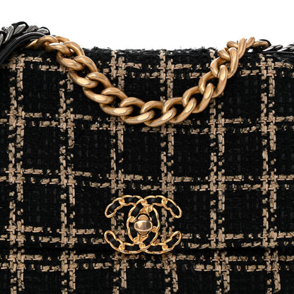 Chanel Tweed Quilted Medium Chanel 19 Flap Black Beige 8 of 12