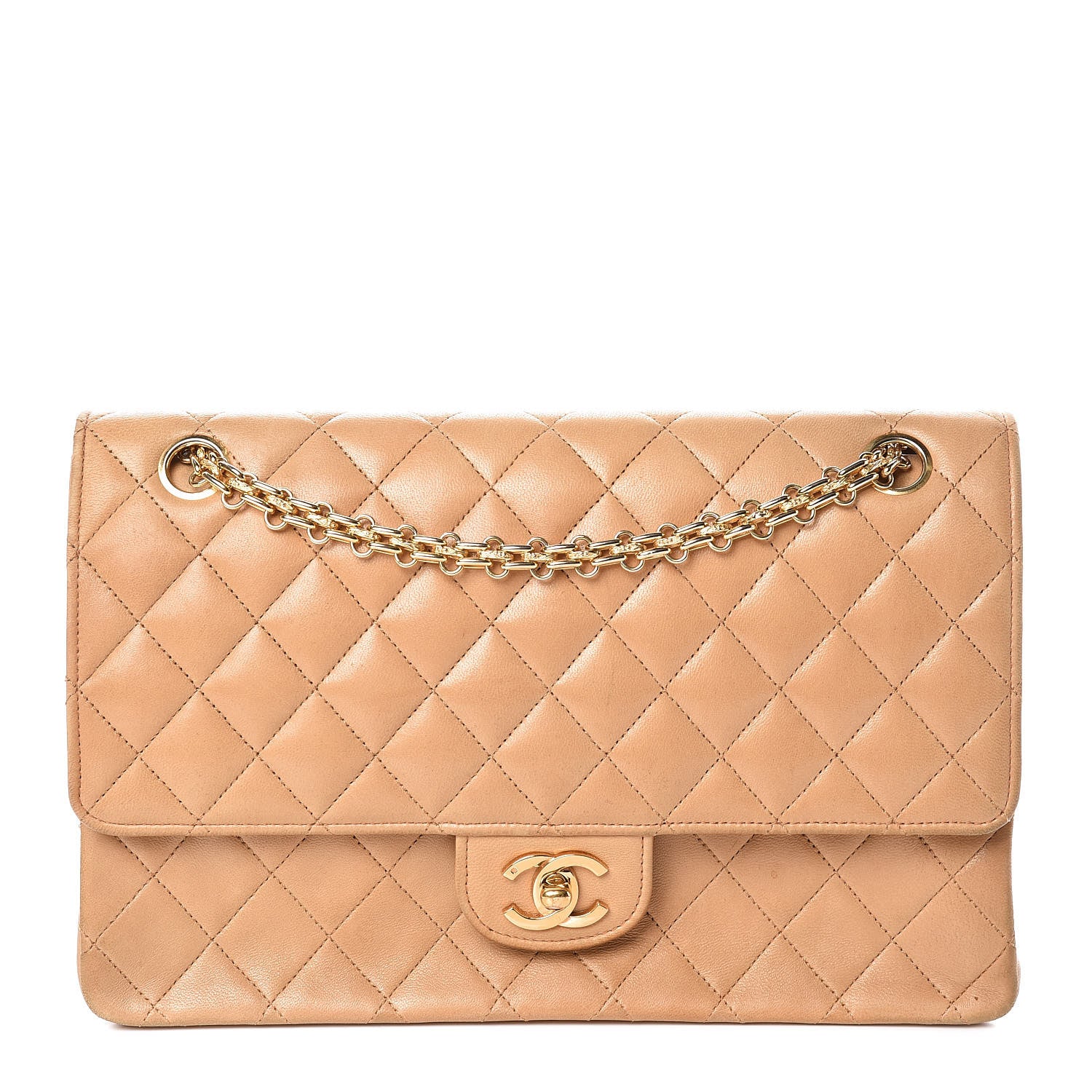 Chanel Lambskin Quilted Medium Bijoux Chain Double Flap Beige 1 of 28