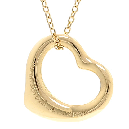 Tiffany 18K Yellow Gold 16mm Elsa Peretti Open Heart Pendant Necklace 4 of 6